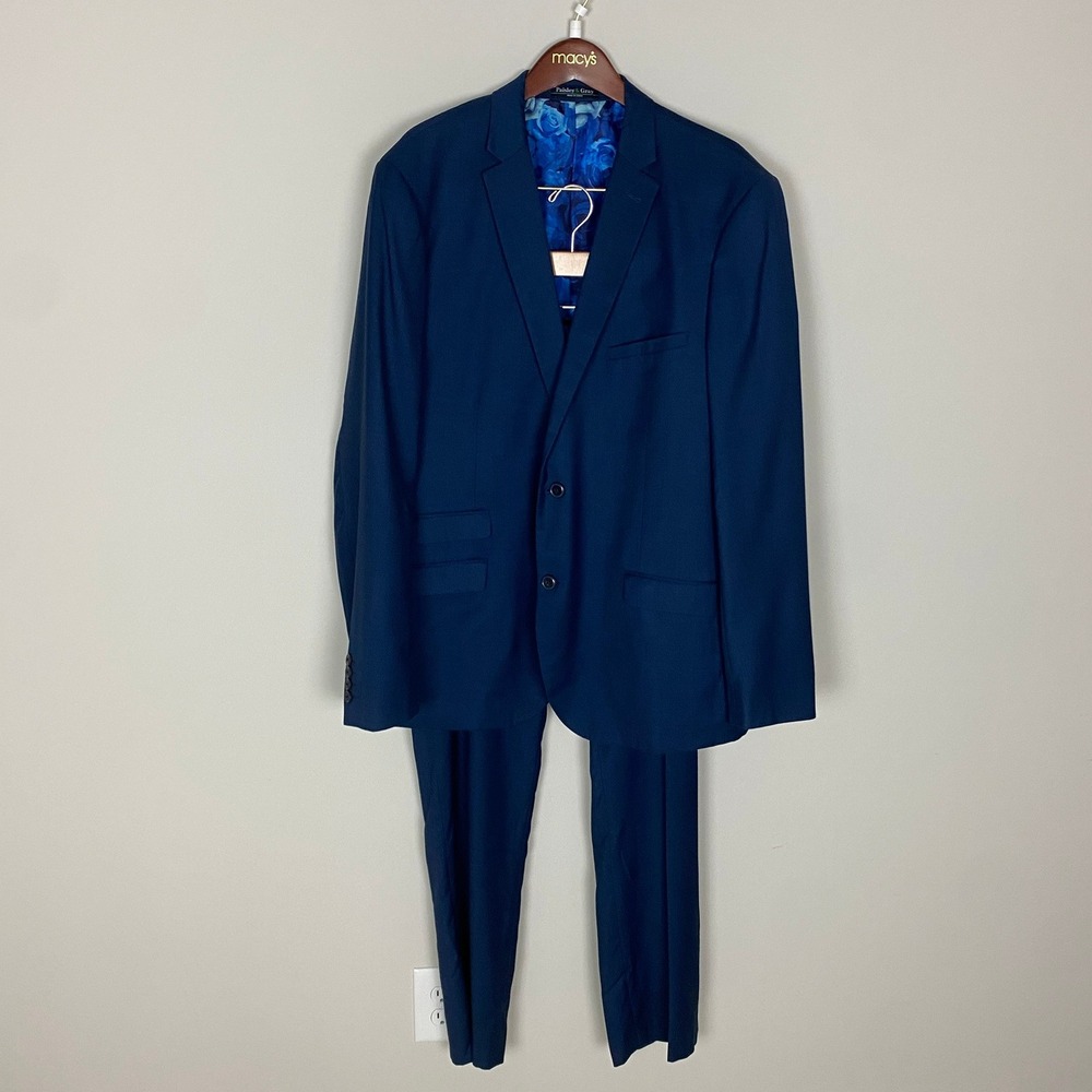 Paisley & Gray Slim Fit Suit‎ Mens 46R W34/32L (fits 37x31) Blue Floral Blazer